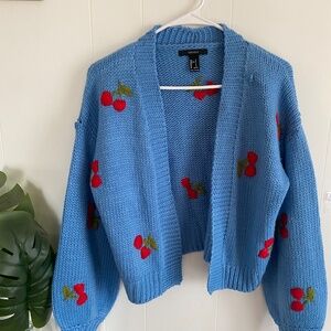 Women’s Knit Cherry Cardigan (some flaws-see photos)